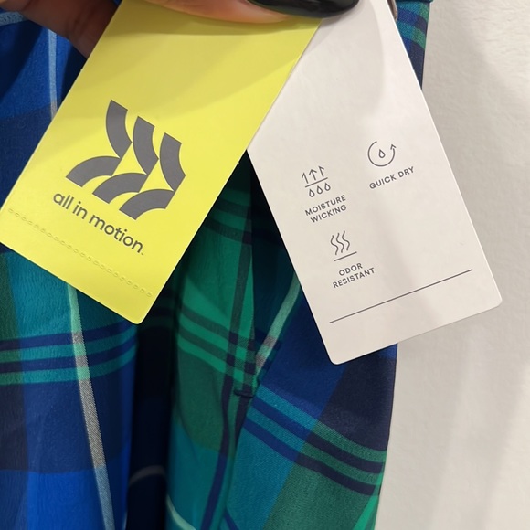 NWT: All in Motion Blue/Green Plaid Golf Shorts - Picture 7 of 7